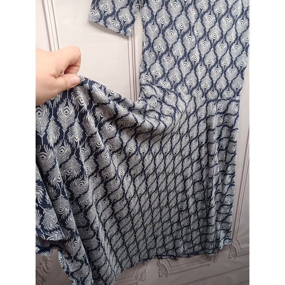 LuLaRoe Dress Size S Drop Waist Fit & Large Flare Skirt 3/4 Sleeves Peacock EUC - Picture 6 of 16